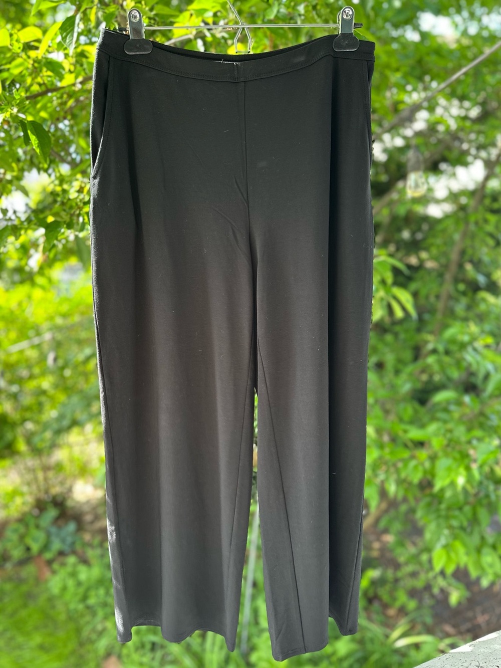 J. Jill Black Wide-Leg Pull-On Pants